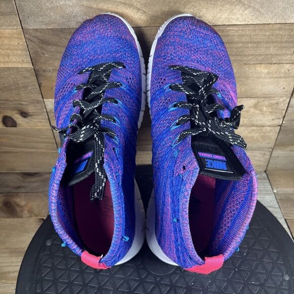 Nike Free Flyknit Chukka Women's Size 6.5 Running Shoes Hyper Pink Blue - Picture 5 of 10